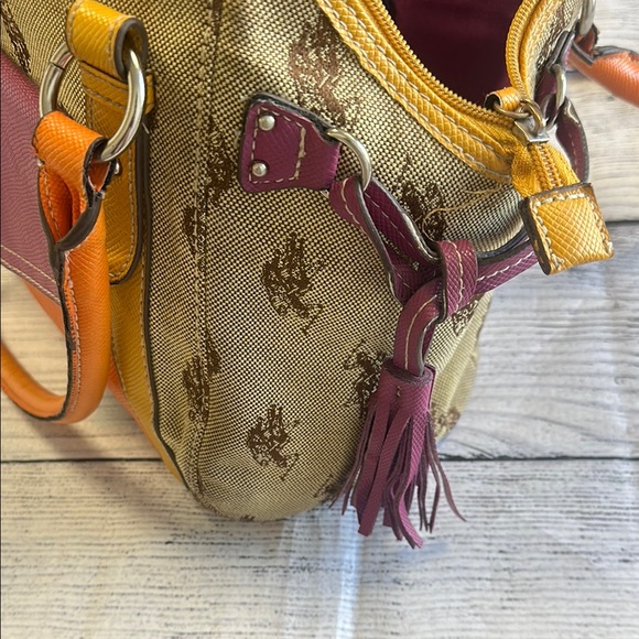 U.S. Polo Assn. Signature Canvas Satchel with Orange Leather Trim - Picture 5 of 8